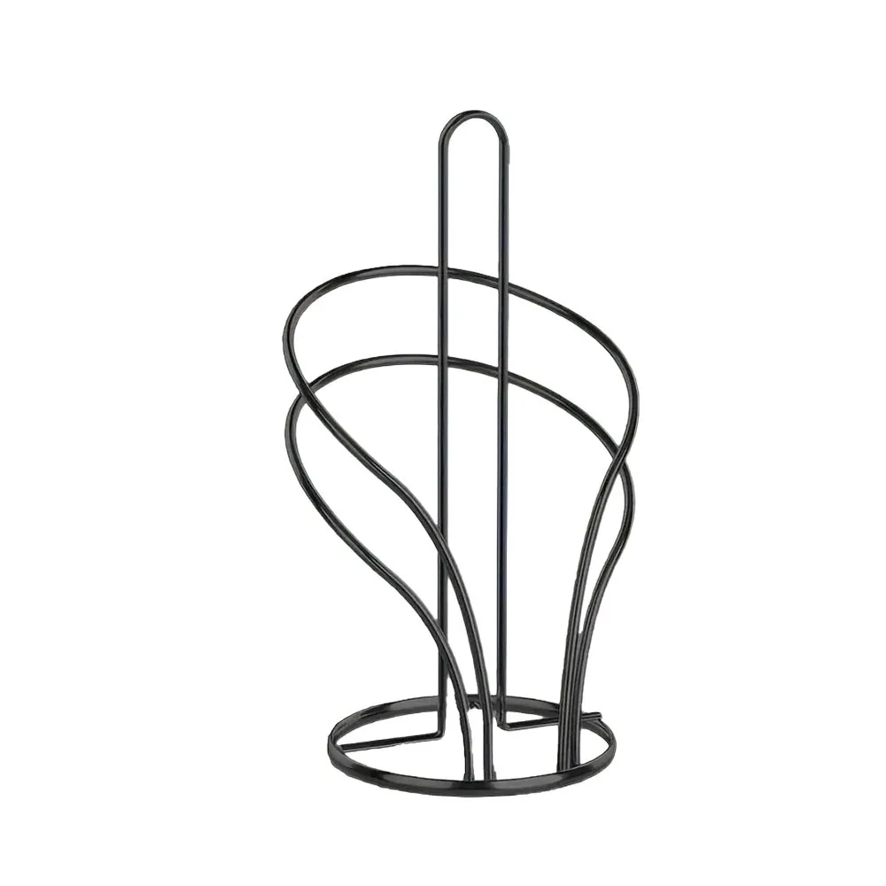 

Black Gold Paper Towel Holder Elegant Design Iron Roll Paper Towel Stand Reinforced Base Non-Slip Toilet Tissue Holder