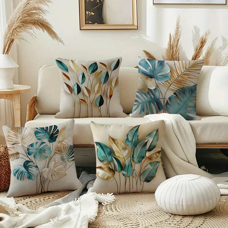 4-Piece Tropical Leaf Pillow Covers 5
