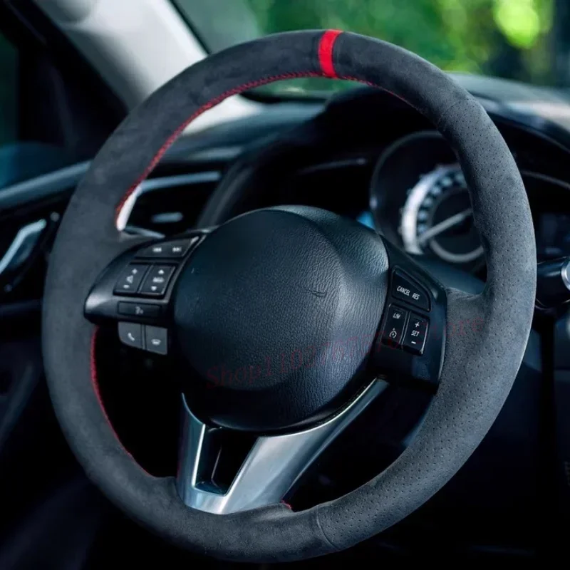 DIY Suede Car Steering Wheel Cover Anti-Slip Breathable For Mazda 3 Axela 6 Atenza CX-5 CX-3 CX3 Auto Interior Accessories
