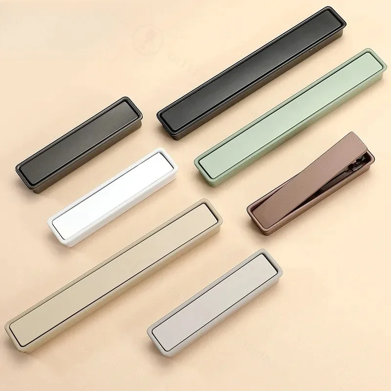 Morandi Color Embedded Handle Invisible Aluminum Alloy Drawer Button Cabinet Wardrobe Door Pull Knob Hardware Accessories