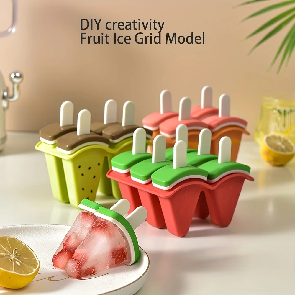 1pc, Popsicle Mold, Creative Popsicle Mold, 4 Grids Popsicle Mold, Ice Cream Mold,  Ice Cube Box, Household Popsicle Mold, Safet