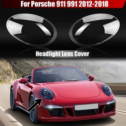 For Porsche 911 991 2012-2018 Headlamp Cover Transparent Lampshade Headlight Shell Mask Lens Plexiglass Black Edge