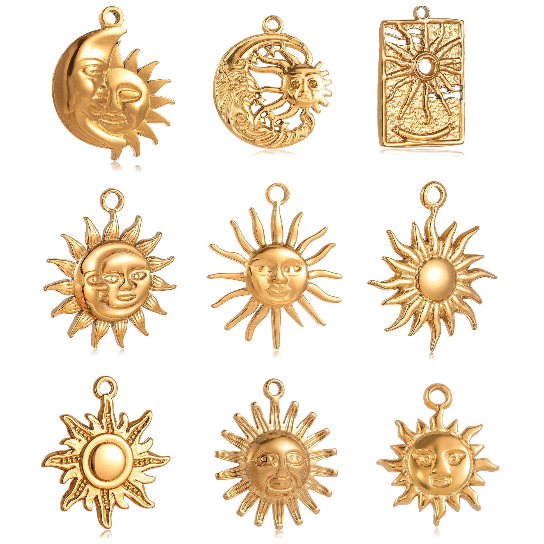 3 szt. Odlew ze stali nierdzewnej Sun Moon Charms Sunburst wisiorek używane kobiety tworzenie kolczyków naszyjnik bransoletka biżuteria akcesoria