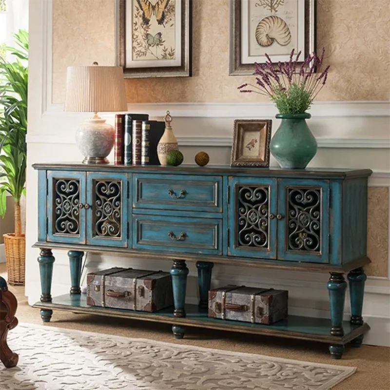 European entrance table, American country dining side cabinet, corridor side table, solid wood end table, sofa back table