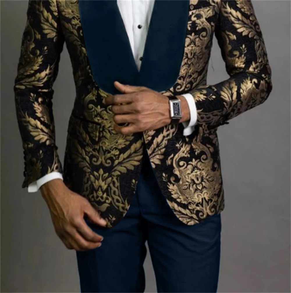 Vestiti formali abiti da sera per ragazzi Costume per ragazzi vestito da sposa per bambini per ragazzi Blazer floreale blu Navy abiti da ballo per