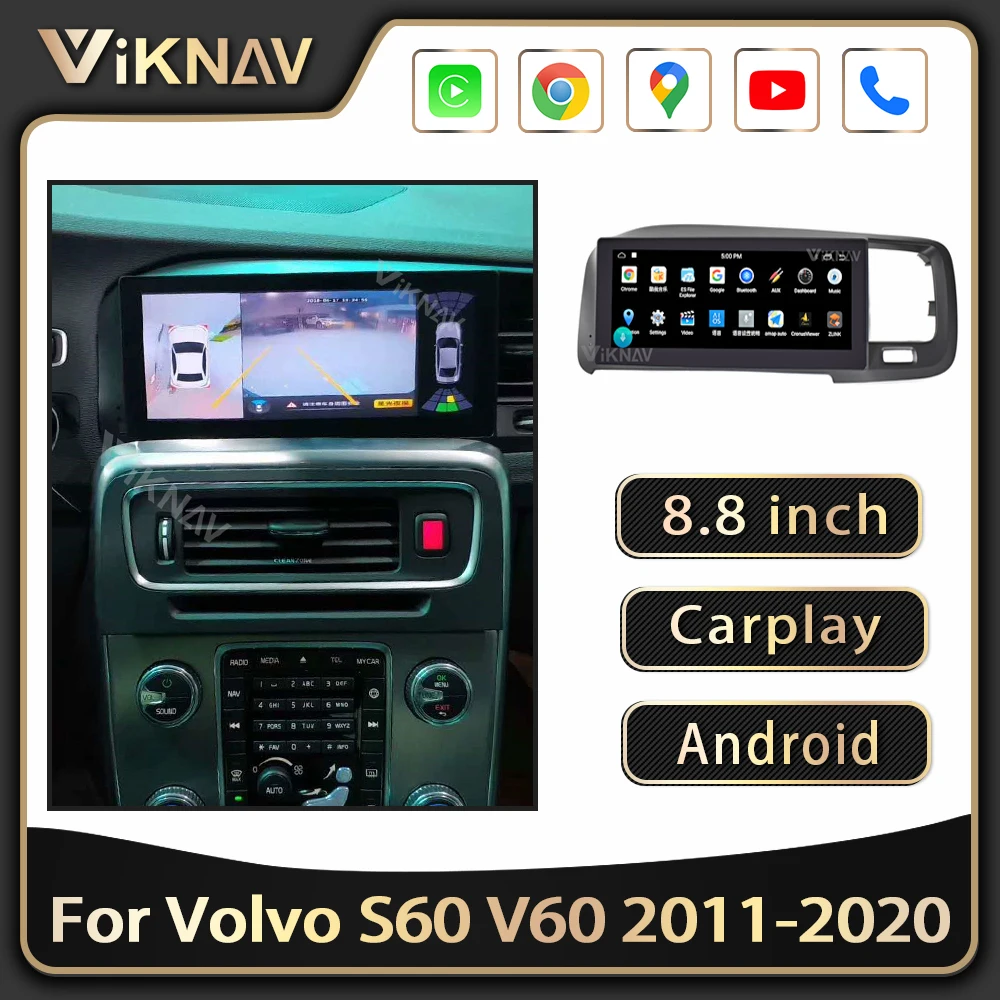 

Автомагнитола 8,8 дюйма для Volvo S60 V60 2011-2014, GPS-навигация, мультимедийный DVD-плеер, Android, Авторадио, HD экран, 2 Din