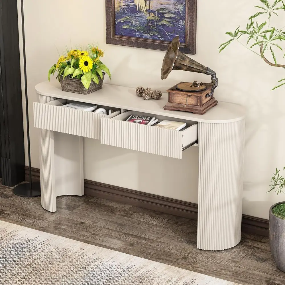 

Oval Top White Coffee Table for Entryway or Living Room
