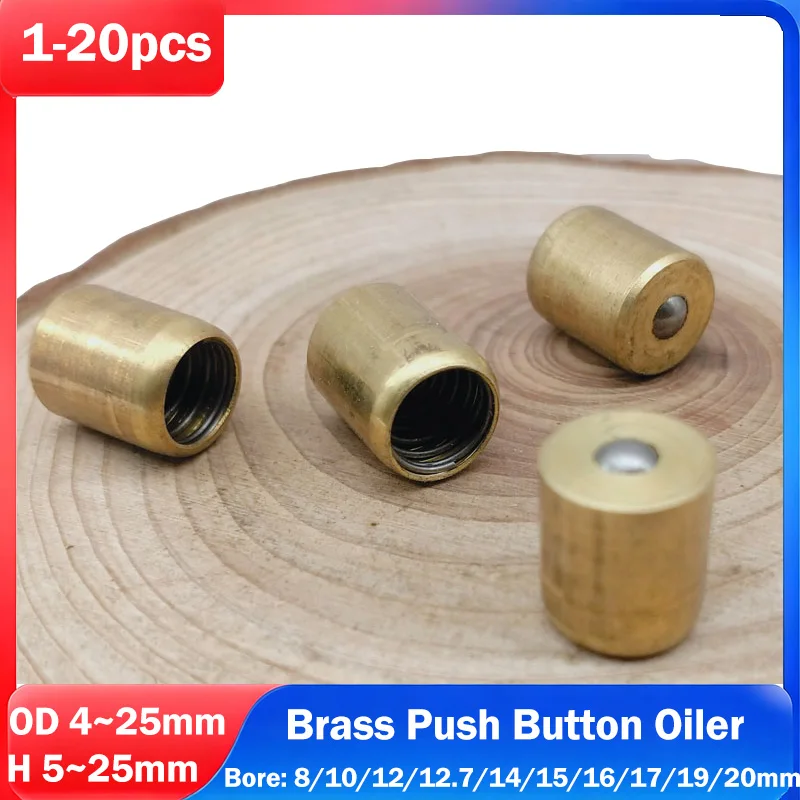 Brass Push Button Press Fit Ball Oiler Grease Zerk Nipple Hit Miss for Engine Motor Lathe Mill Lubrication System OD 4 5 6~25mm