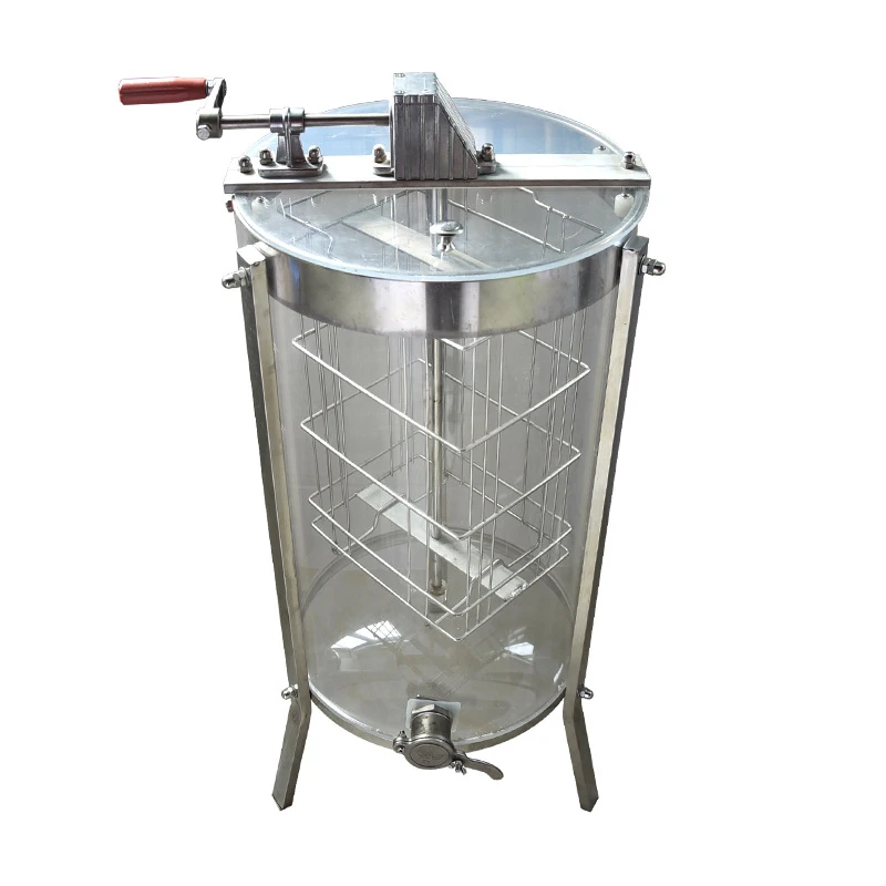 

2 Frame Manual Transparent Acrylic Honey Extractor with Stand Beekeeping Centrifuge Machine Manual Honey Extractor