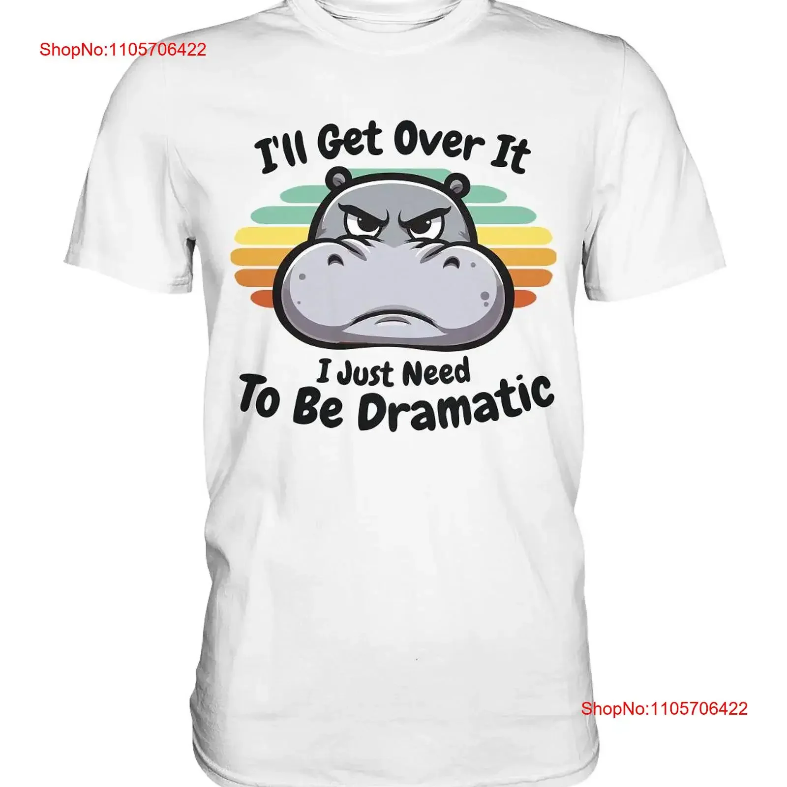 Dramatic Hippo Hippopotamus Funny T Shirt Premium vintage Washed graphic Comfortable Breathable streetwear Slightly