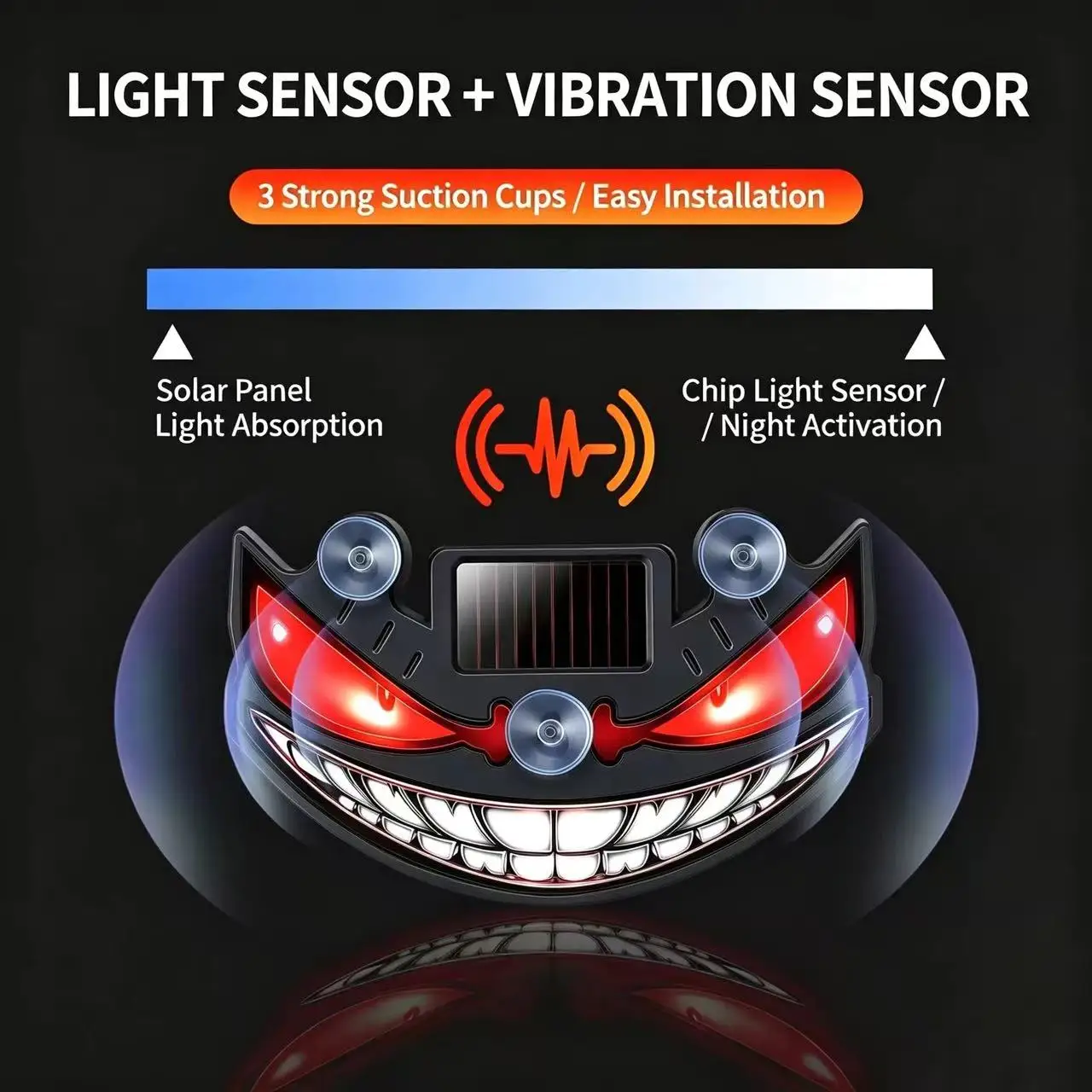 New popular Devil's Eye solar charging dynamic LED light multi-mode warning decorative light without wiring