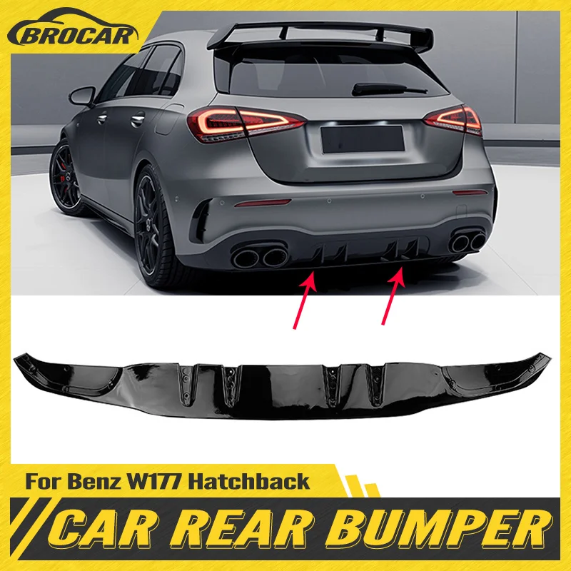 

For Mercedes Benz W177 AMG Hatchback Sedan A35 A45 2019-2024 Glossy Black Car Styling Rear Bumper Lip Diffuser Spoiler Splitter