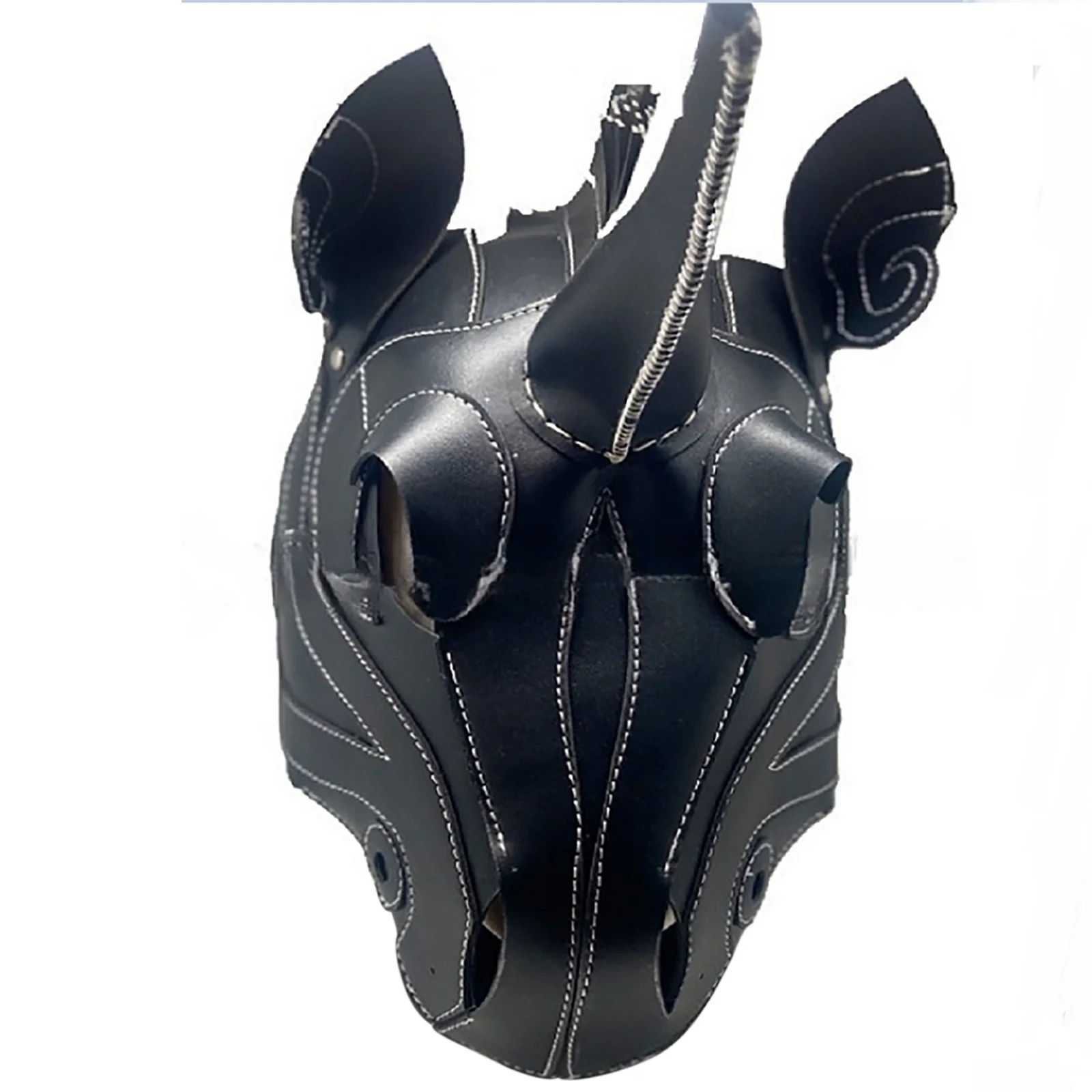 

Horse Head Mask Faux Leather Mask Headgear Adjustable Aninmals Open Eyes Nose Face Mask Hood Cover Halloween Cosplay Funny Mask