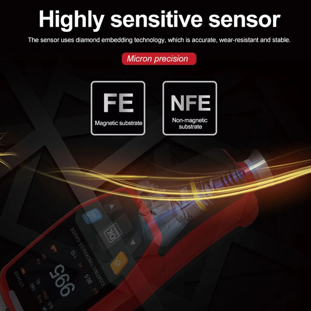 UNI-T UT343D/343A/343E Digital Coating Thickness Gauge Meter Tester Range 0 to 1250um with USB Data Function