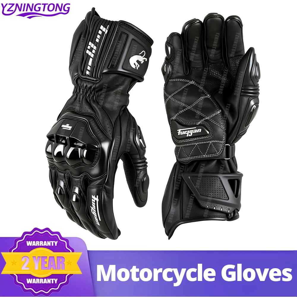 Leather Motorcycle Gloves Breathable Full Finger Guantes Luvas Outdoor Sports Carbon Fiber Black Motocross Racing Riding gloves