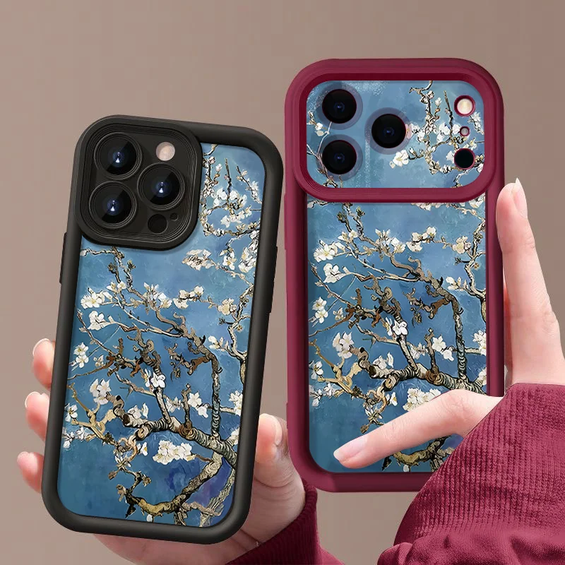 White Flowers Branches Case For iPhone 17 Pro Max Funda iPhone 16 Pro Max 11 12 13 14 15 16E 18 Shockproof Silicone Soft Cover