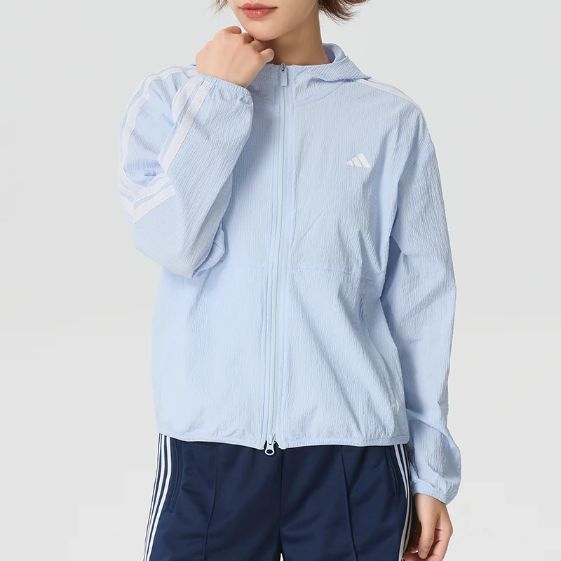 Adidas Women's Sportswear Running Fitness Woven Hooded Jacket Outdoor Sun Protection Training Jacket Kb4753