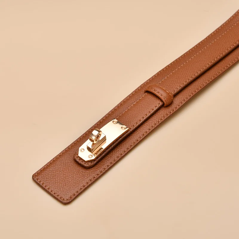 Nieuwe Dames Lederen Riem Gelegeerd Slot Decoratie Mode Korset Met Jas Rok Gordel Hoge Kwaliteit Lederen Brede Riem Designer Riem