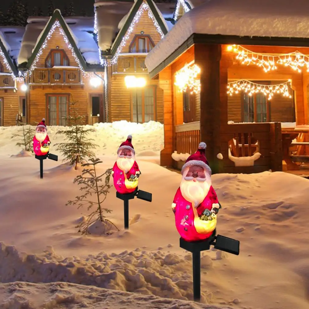 

Yard Decor Festive Christmas Solar Light Resin Santa Snowman Figurine Garden Stake for Outdoor Decor Yard Pathway Patio Xmas