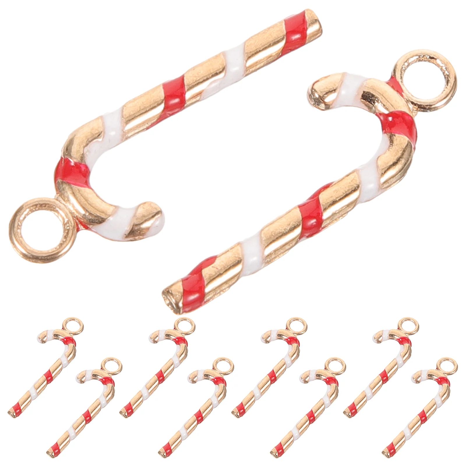 10 Pcs Christmas DIY Alloy Jewelry Accessories Kc Oil Charm Crutch Pendant Pieces Set (picture Color) Bracelet