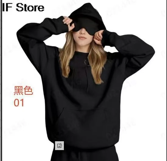 قناع العين هوديي y2k ملابس رجل وامرأة ملابس شتوية فضفاضة ملابس رياضية كاجوال وعصرية هوديي مع قناع عين