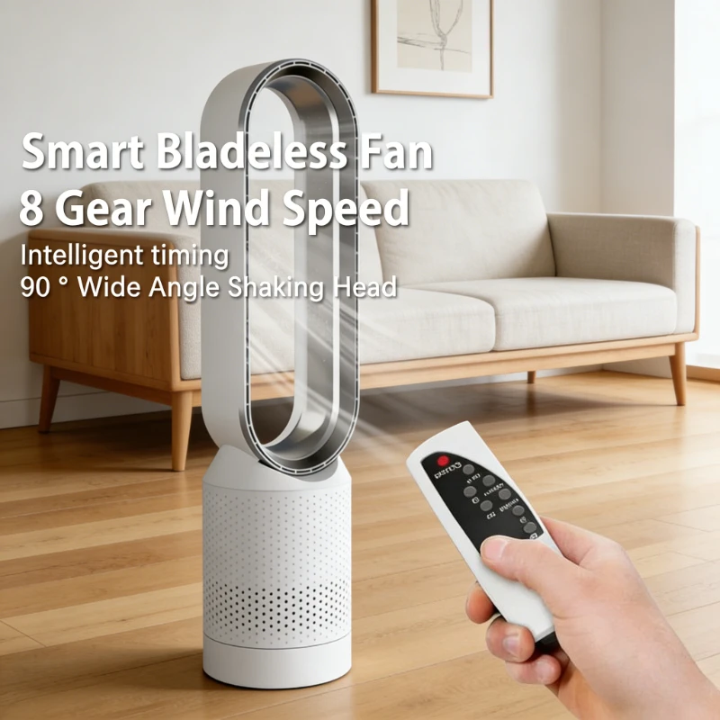 2026 Tragbarer Ventilator ohne Rotorblätter zur Luftreinigung und -zirkulation, ultra-leiser Turmventilator für Schlafsaal, Schreibtisch und Boden