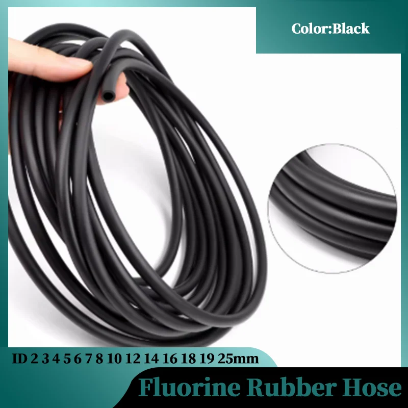 FKM Viton Tube ID 2 3 4 5 6 7 8 10 12 14 16 18 19 25mm Oil Resistant High Temperature Acid Alkali Corrosion Fluorine Rubber Hose