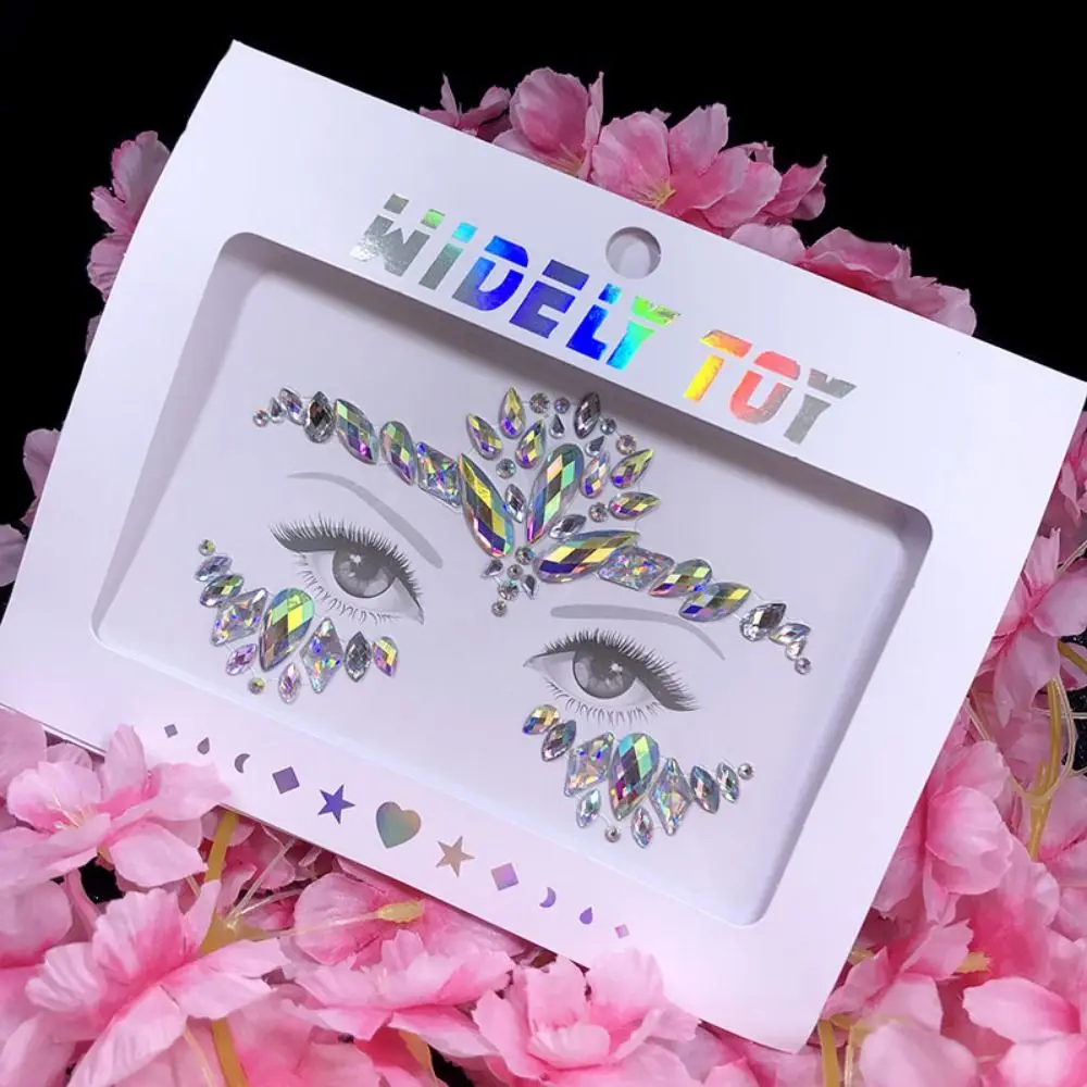 

Waterproof 3D Rhinestones Sticker Fake Tattoo Disposable Crystal Facials Sticker Colorful Glitter Temporary Tattoo Sticker