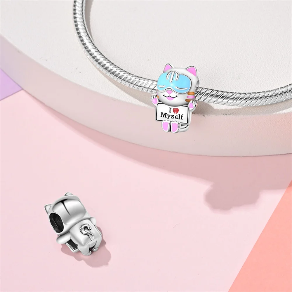 

Оригинальные подвески из стерлингового серебра 925 пробы, бусины в виде животных и кошек, подходят для браслета, женские ювелирные изделия, подарок «сделай сам»