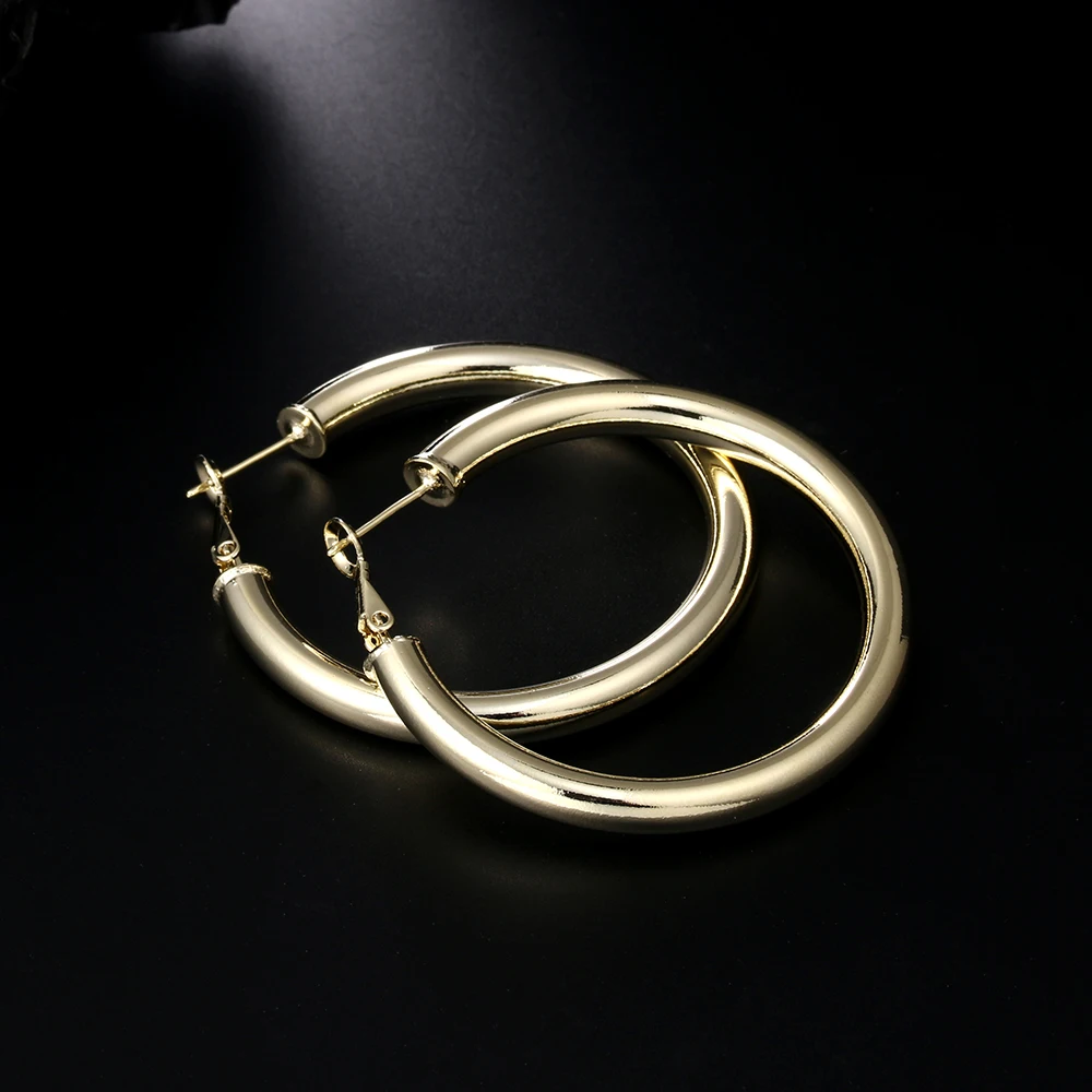 18K gold fashion Jewelry 925 Sterling Silver 5MM hoop Earrings for Woman Beautiful 5CM Big circle earrings holiday gifts