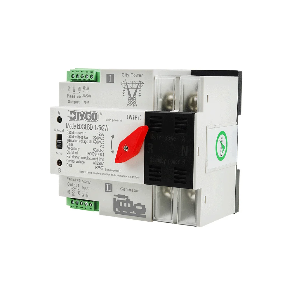 DIY GO eWelink 2P 4P WIFI smart ATS timer 220V Dual Power Automatic Transfer Selector Switch Uninterrupted Remote Control 125A