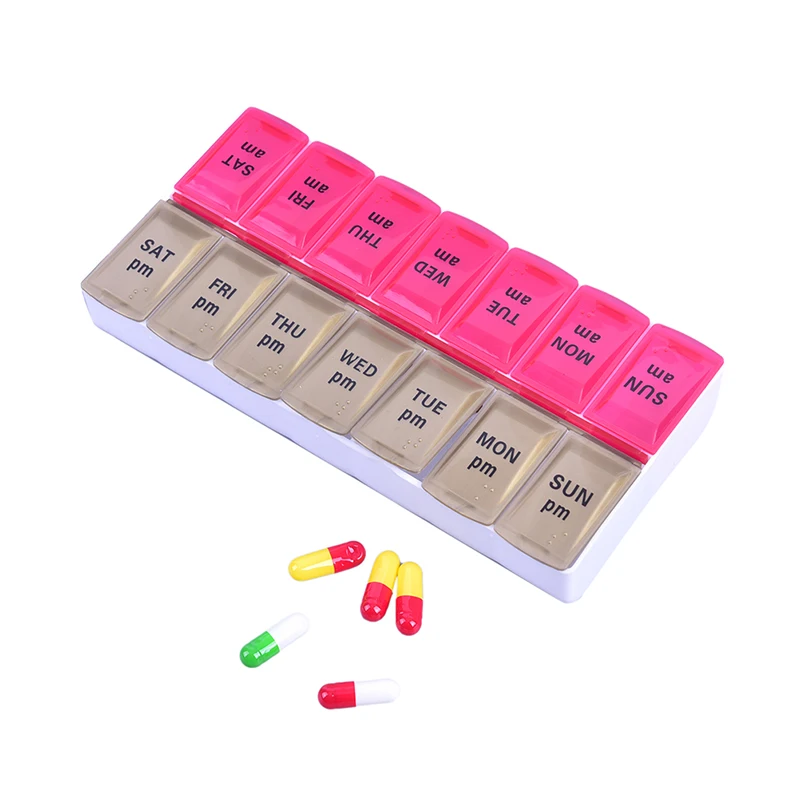 Large 7 Day Twice Daily (AM,PM) Pill Box Medicine Organiser With 14 Compartments