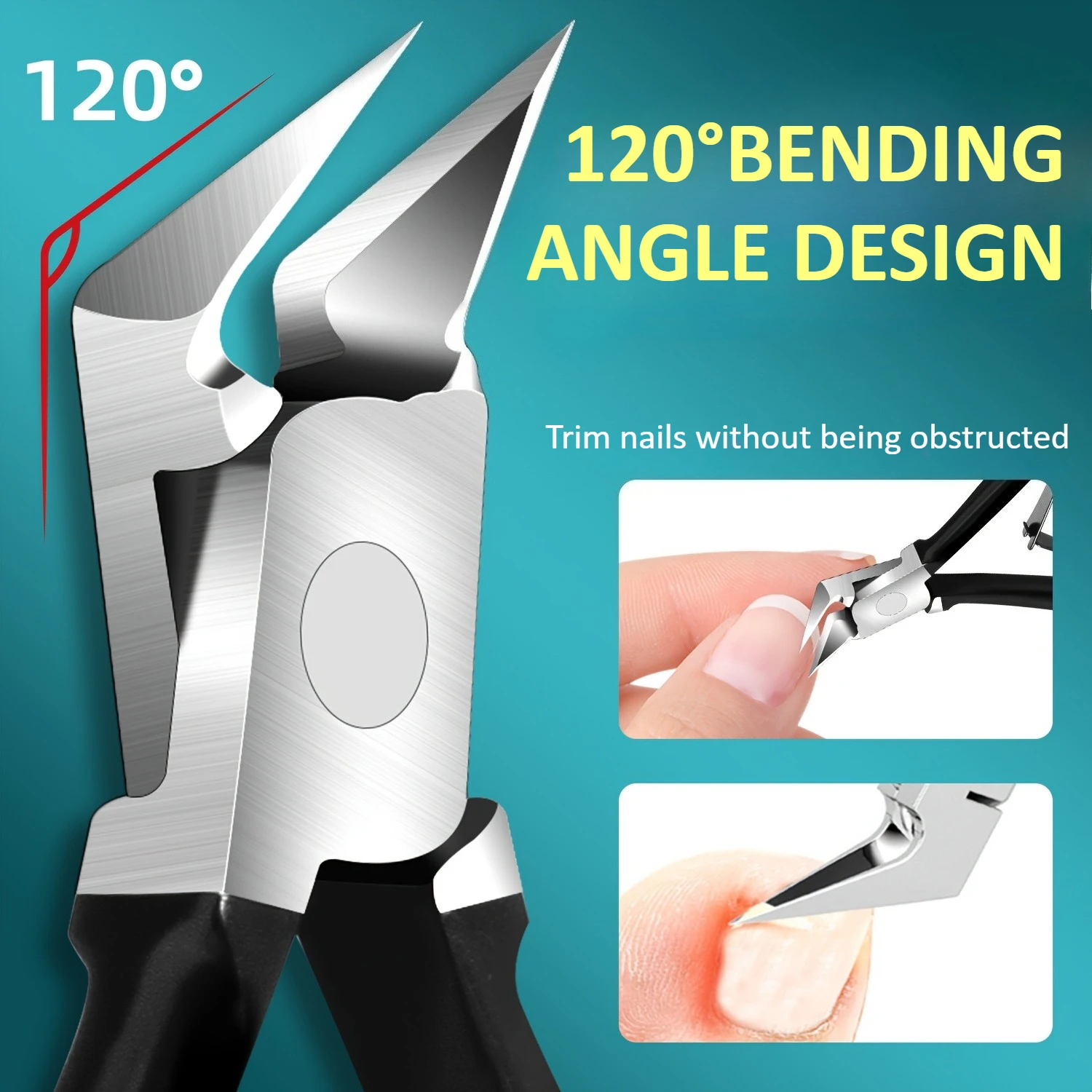 قطعة واحدة من ماكينة قص أظافر القدم السوداء من الفولاذ المقاوم للصدأ - تصميم منقار النسر للأظافر السميكة، غير معطرة، مثالية للتقليم المنزلي والباديكير، Na