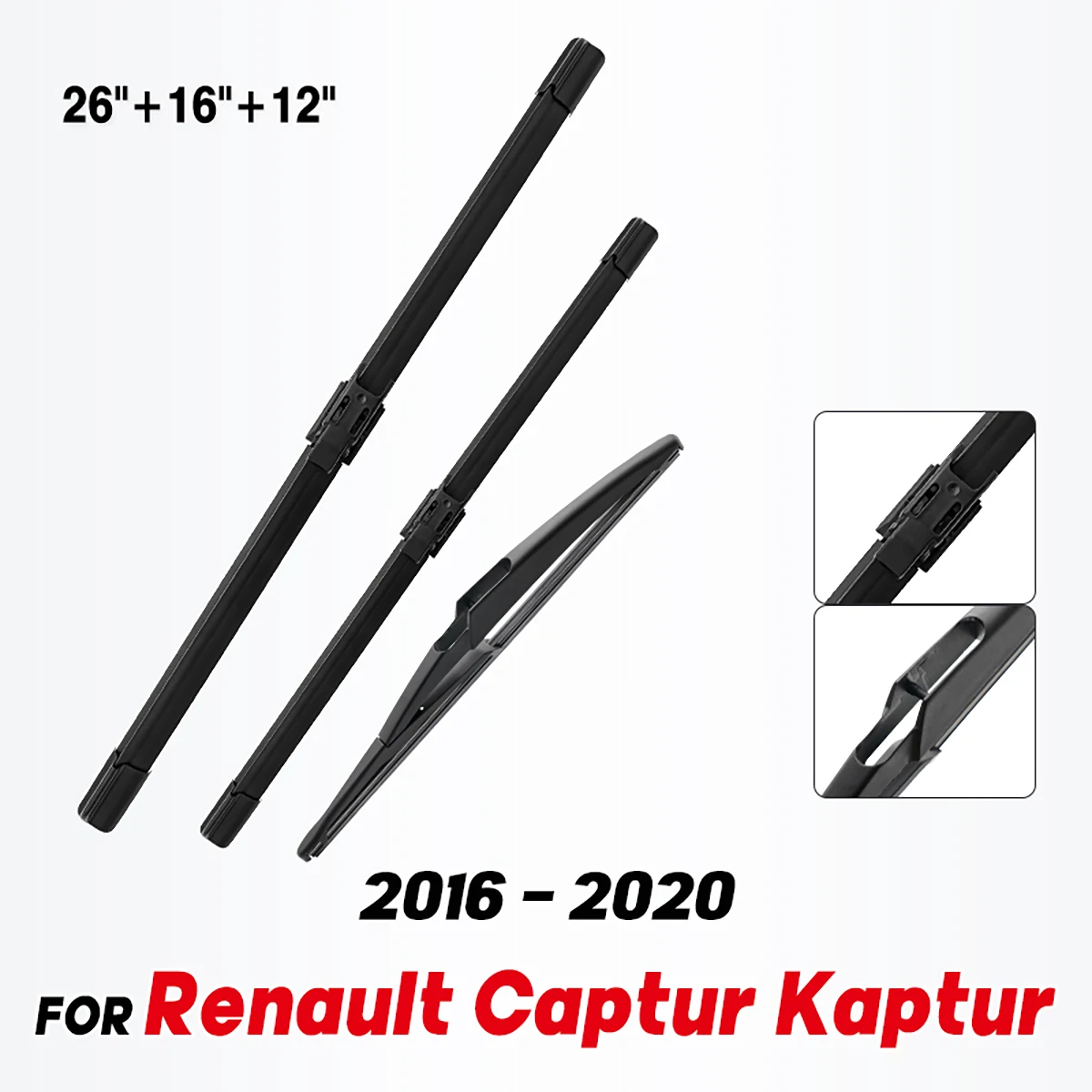 Wiper LHD Front & Rear Wiper Blades For Renault Captur Kaptur 2016 - 2020 Windshield Windscreen Window Brushes 26\