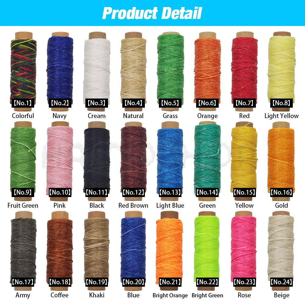 12/30/50M 150D 0.8mm Thickness Flat Waxed Thread Waxed Cord Hand Stitching Thread Flat Waxed Sewing Line For Leathercraft DIY