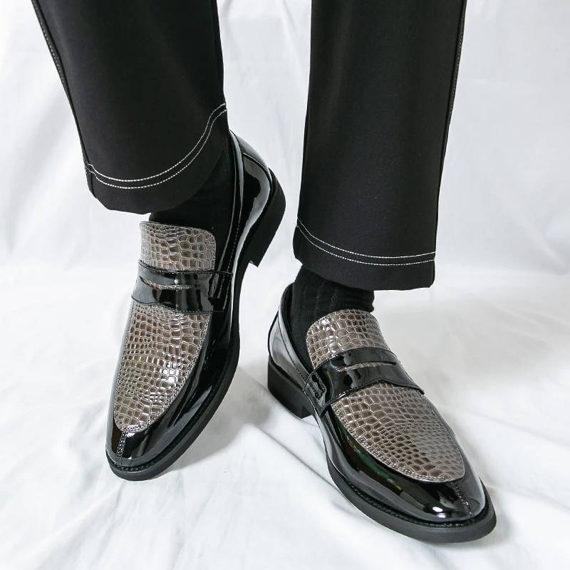 

Men Loafers with Low Heel PU Splicing for Comfortable Classic Daily Business Casual Men Shoes
