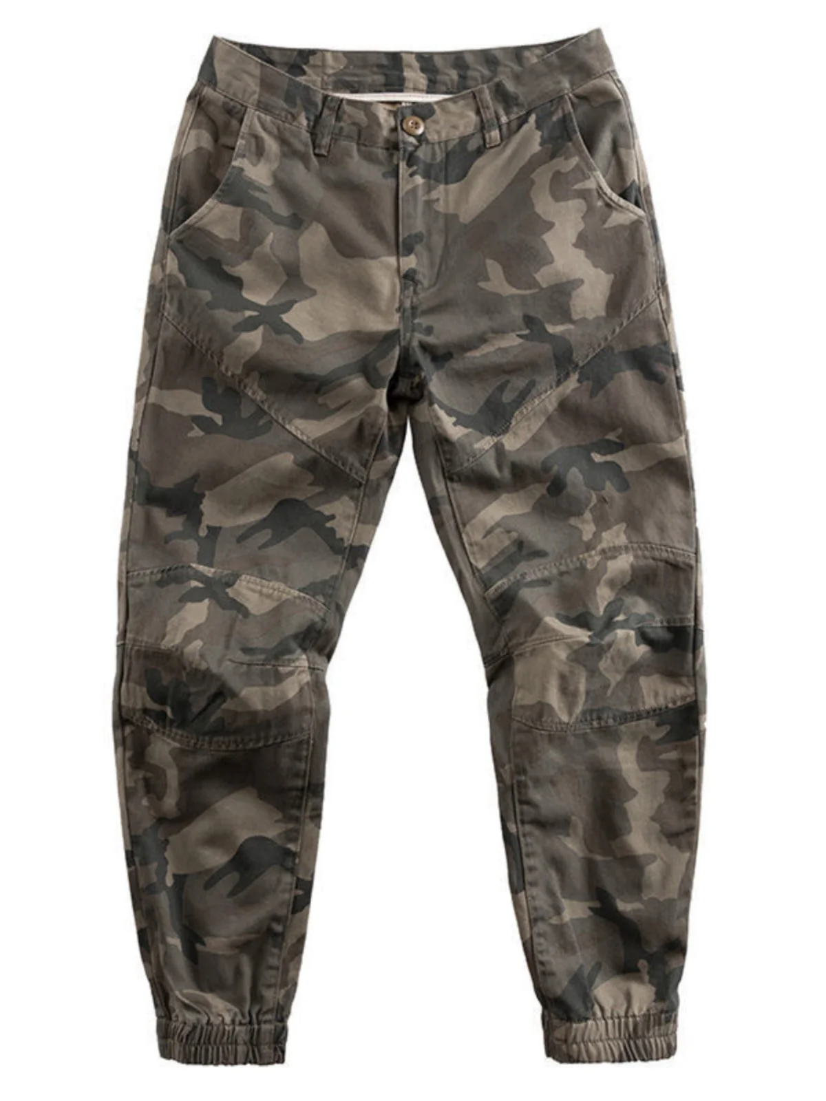 Men's Camouflage Work Pants Spring Autumn Pure Cotton Elastic Loose Wear Resistant Casual Trousers for Men's Workwear
