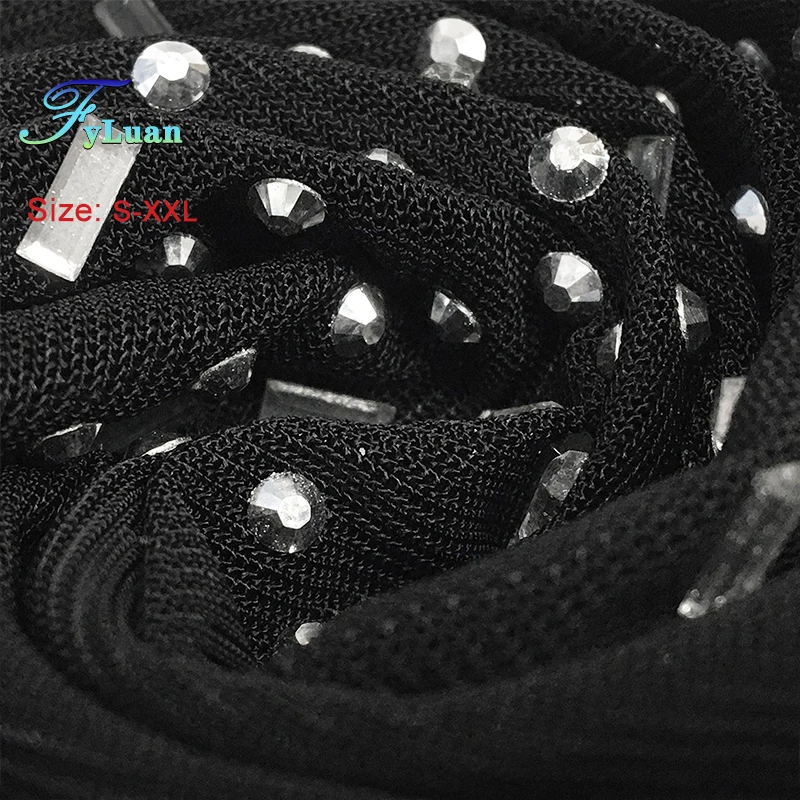 Women Summer Sheer Mesh Crystal Party Dress Celebrities Outifts Sexy SparkleRhinestones Maxi Dress Celebrities Outifts Gown