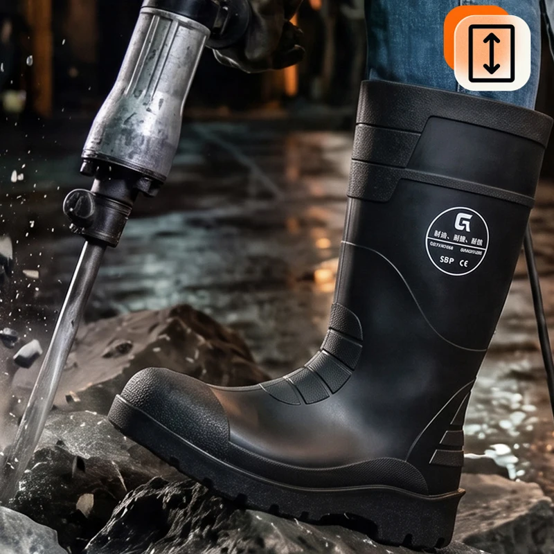 High Quality Work Boots Men Shoes Waterproof Mid-Calf Boots Steel Toe Shoes Puncture-Proof Indestructible Shoes Safety Boots