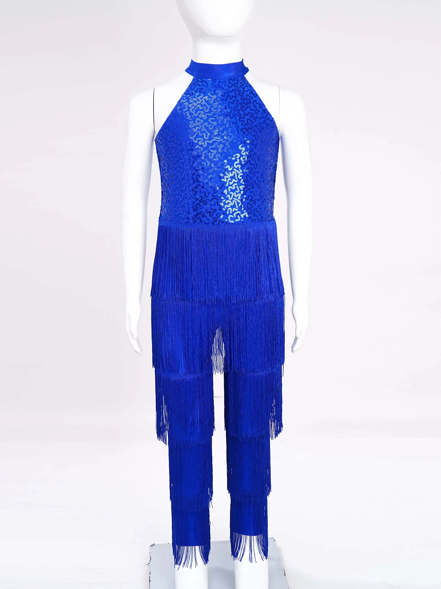 

Latin Dance Dresses For Girls Kids Ballroom Fringe Tassel Jumpsuit Rompers Sequin Fringe Cha-cha Salsa Samba Performance Costume