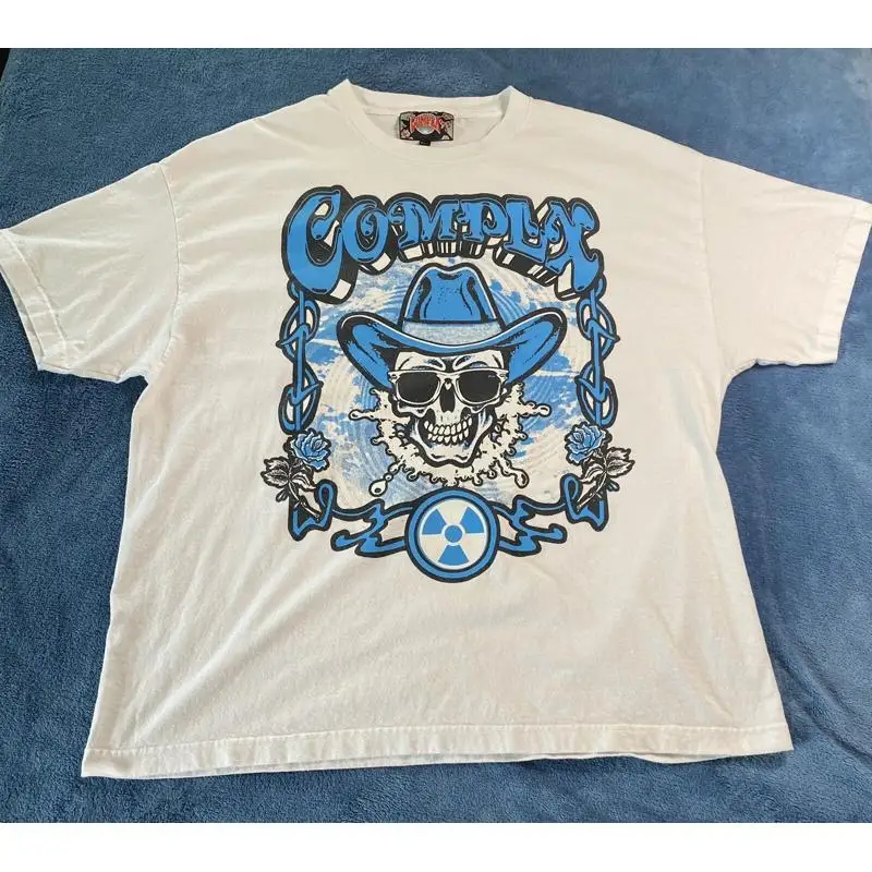Complx Radioactive Cowboy Skull Graphic Short Sleeve T Shirt Men’s Sz XXL White