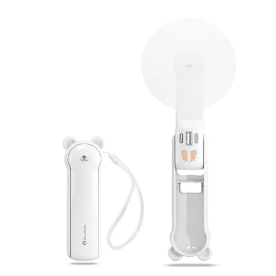 

3-in-1 Portable Handheld Fan with Power Bank and Flashlight - 3-Speed USB Rechargeable [26H Runtime], Compact Cooling for Women