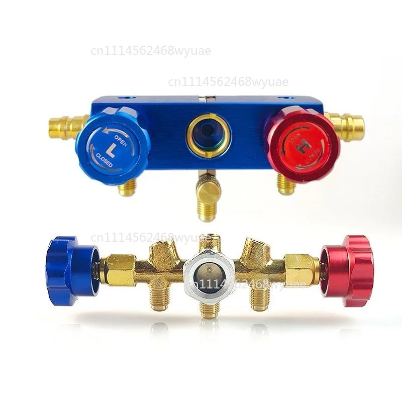 Air Conditioner Dual Meter Valve Body Refrigerant Gauge Snow Gauge Pressure Gauge Valve Body Accessories Liquid Filling