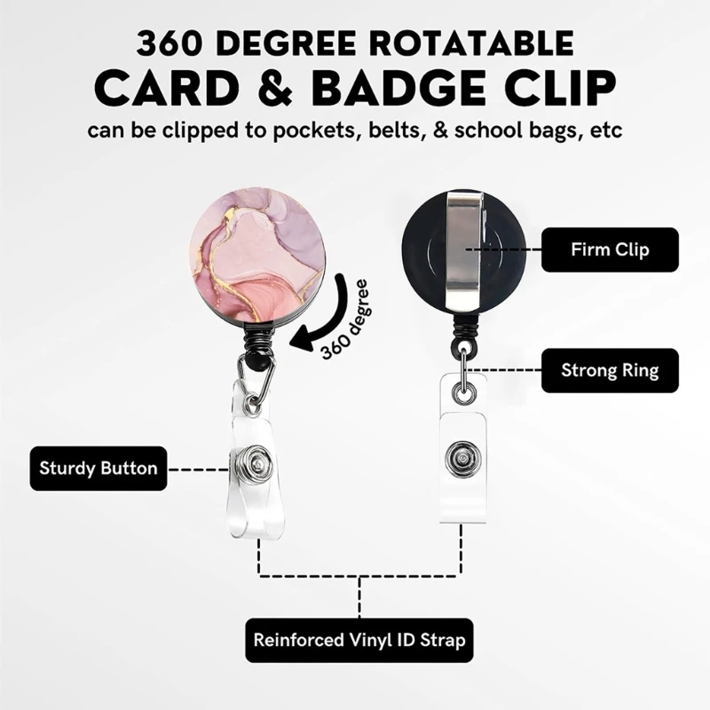 Retractable Badge Reels & Name Card Holder Set for Student, Badge Holder with Retractable Reels Clip and Lanyard