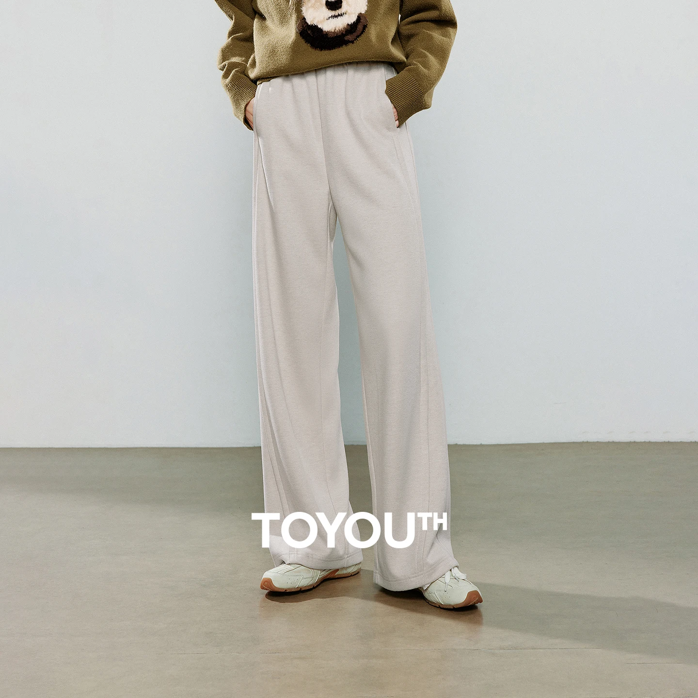 TOYOUTH Women Casual Pants 2025 Winter NewAsymmetric Soft Heavyweight Deconstructed Design Split Spliced Wide-Leg Trousers