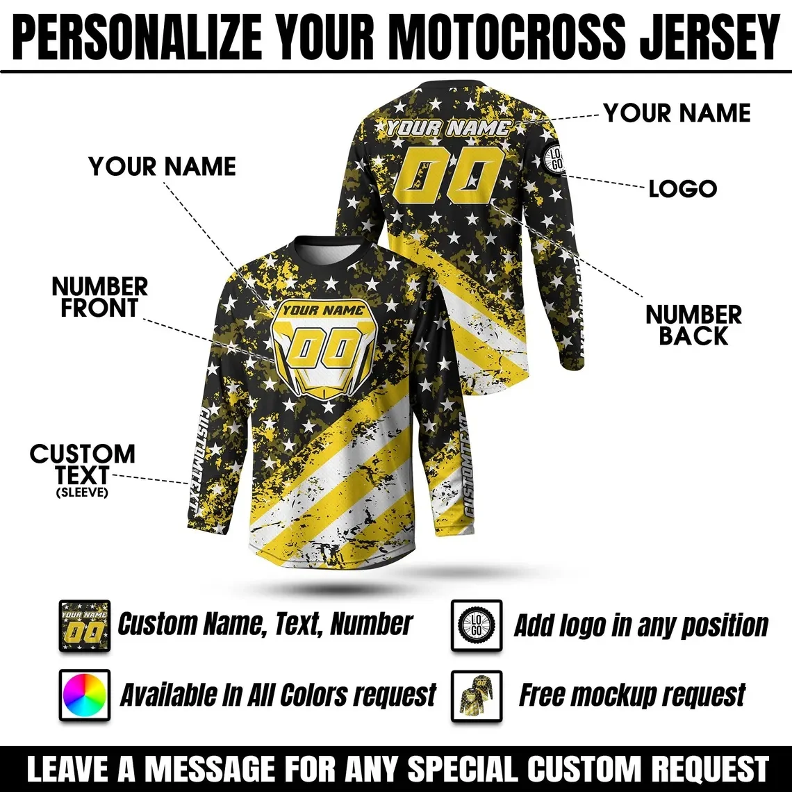 Custom Motocross American Flag Racing Shirt Adult Custom Dirt Bike Long Sleeve Shirt Motocross Jersey Gift Racing Team Shirts