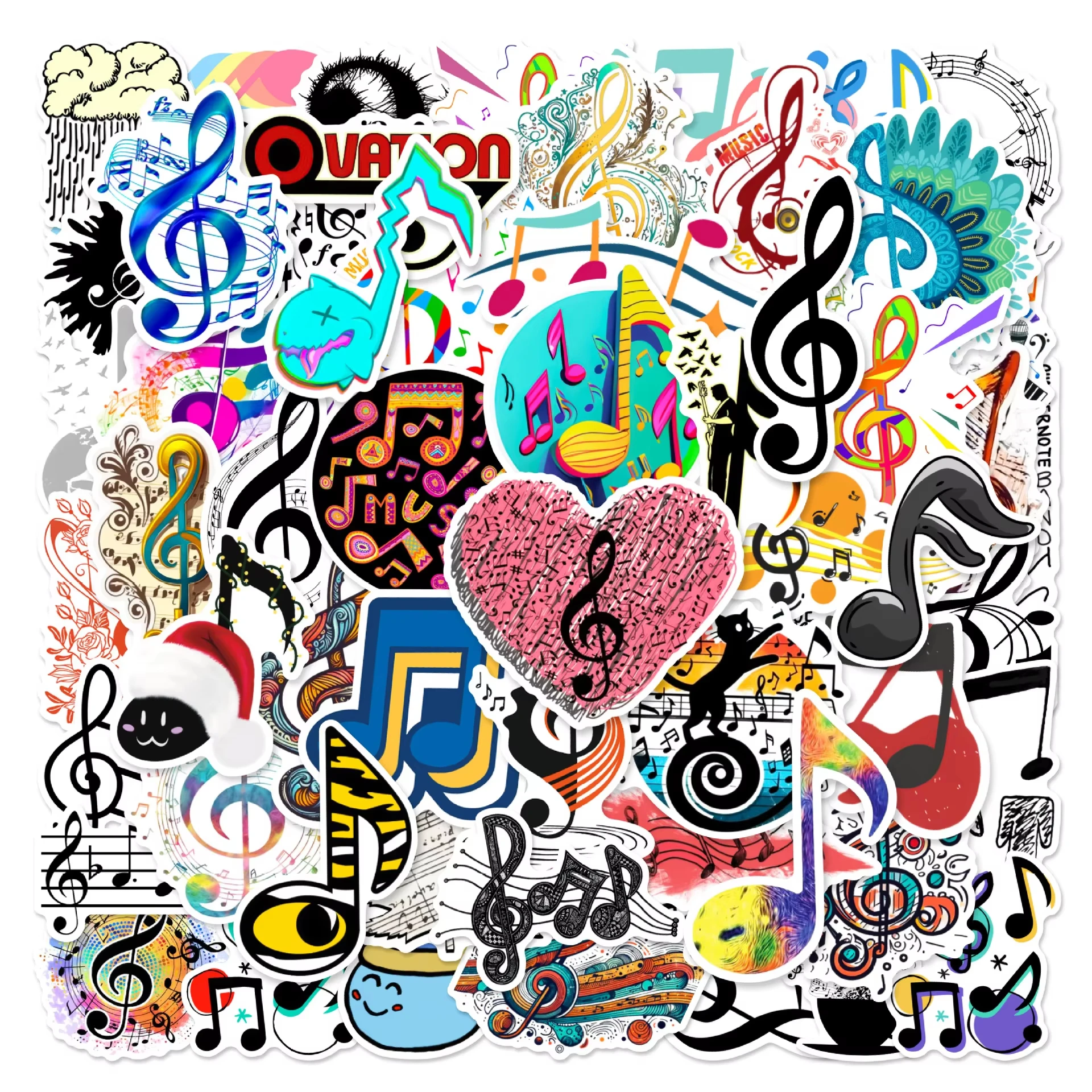 60PCS Funny Musical Note Graffiti Stickers Exquisite Cartoon DIY Toys for Phone Bottle Travel Bag Aesthetic Decals Creative Gift