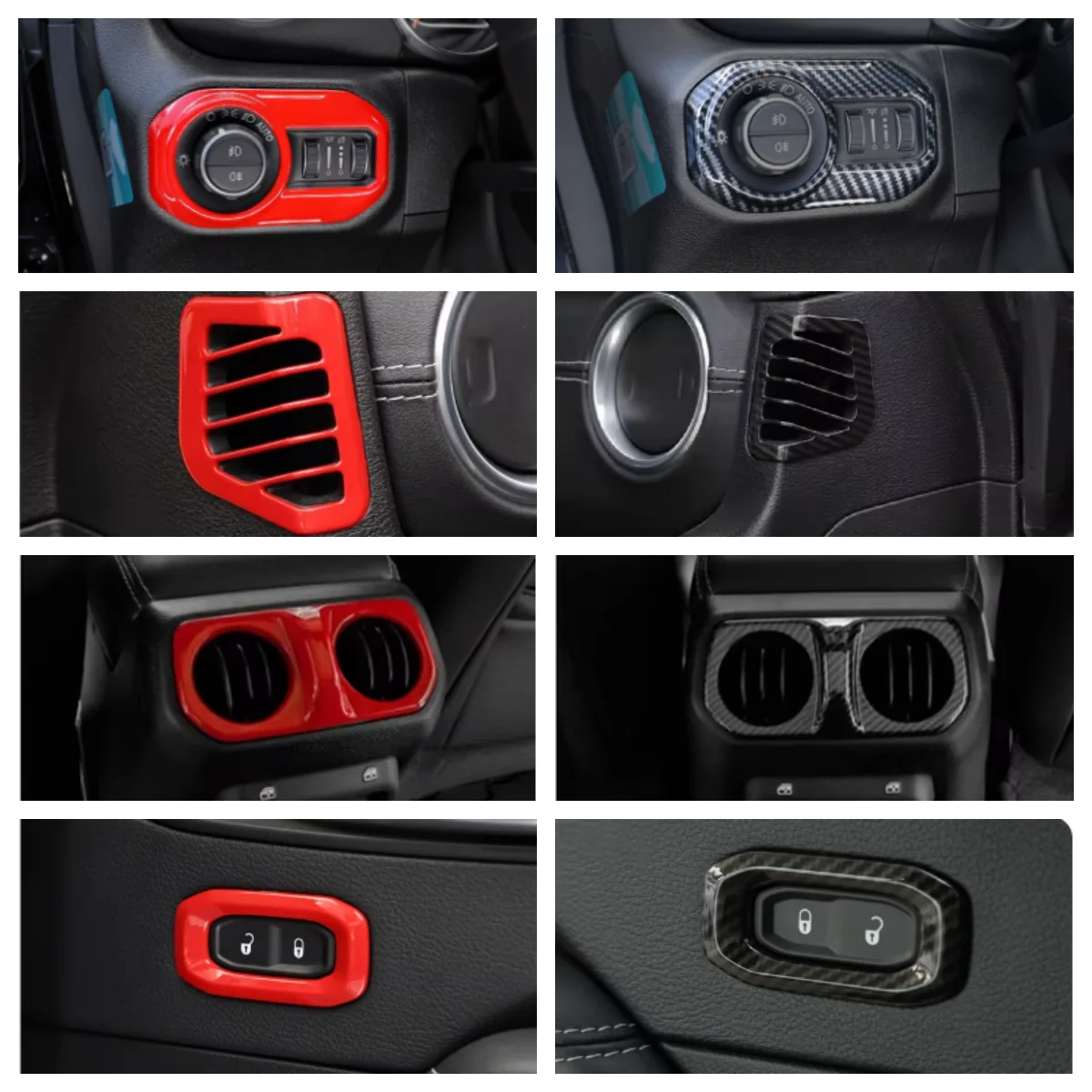 

For Jeep Wrangler JL 2018-2022 Air conditioning vent/Floor lock/light control panel cover car trim accessories