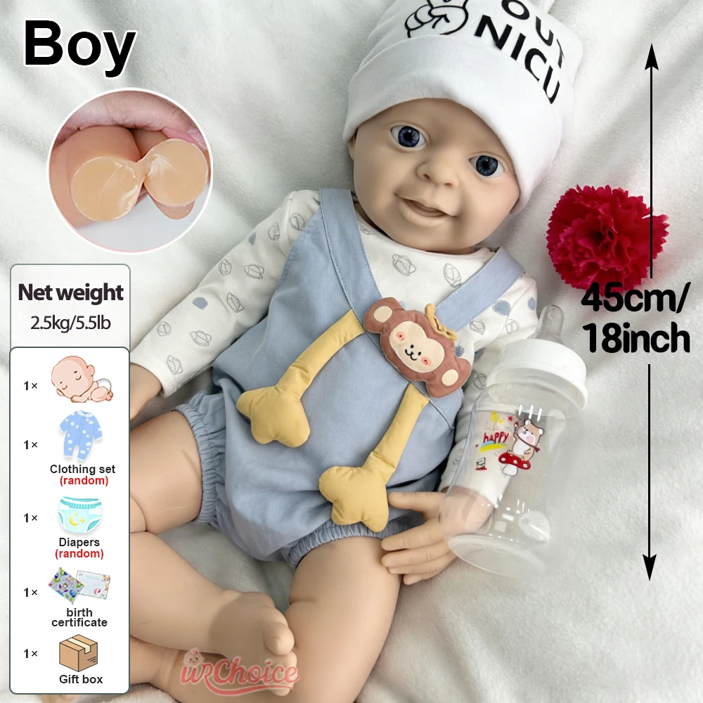 دمية ولد واقعية بطول 18 بوصة م - مراجعة Reborn Baby Doll Silicone Realistic وسعره