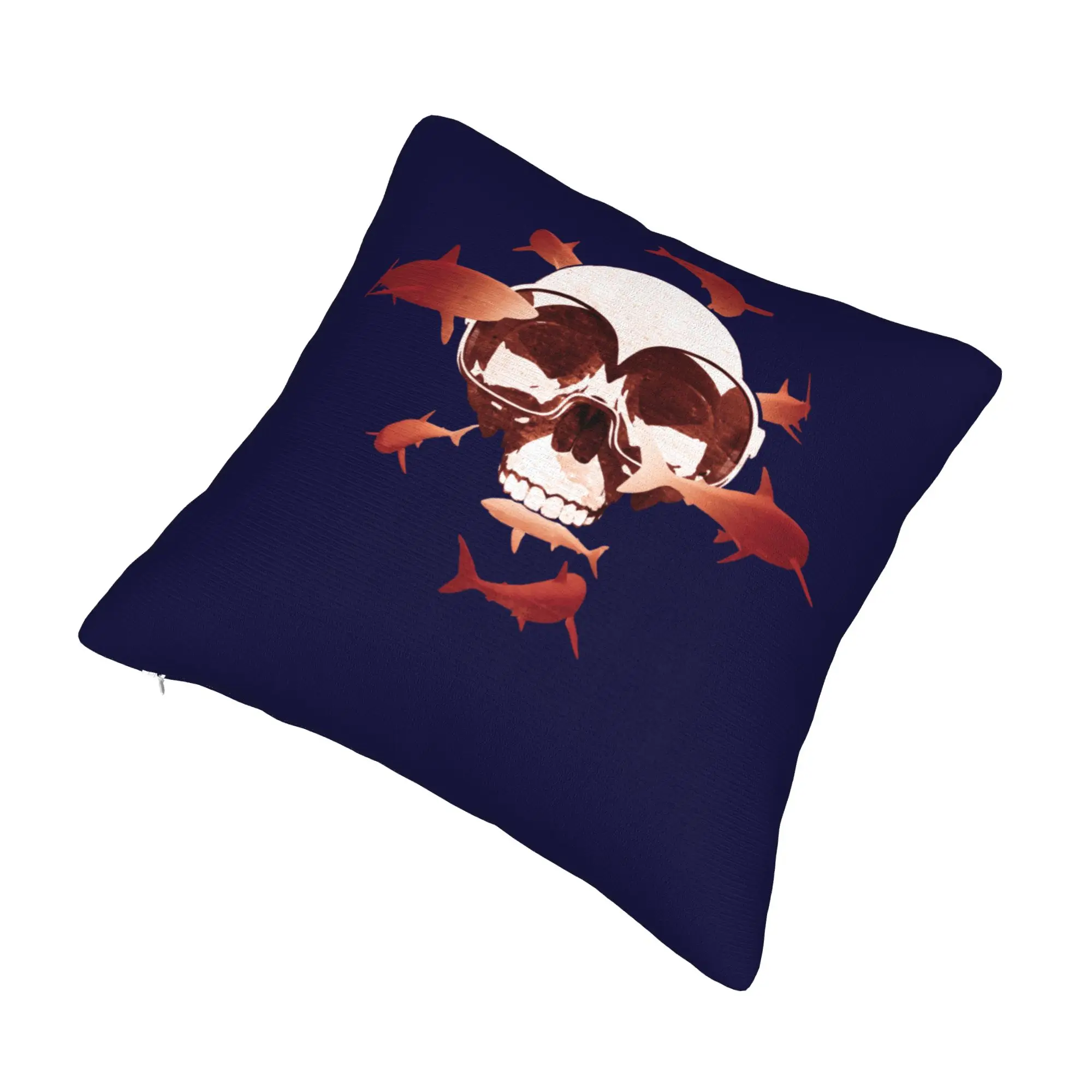 Scuba Diving Skull And Sharks Cushion Covers 40x40cm Polyester Diver Dive Lover for Car Square Pillowcase Living Room Decoration